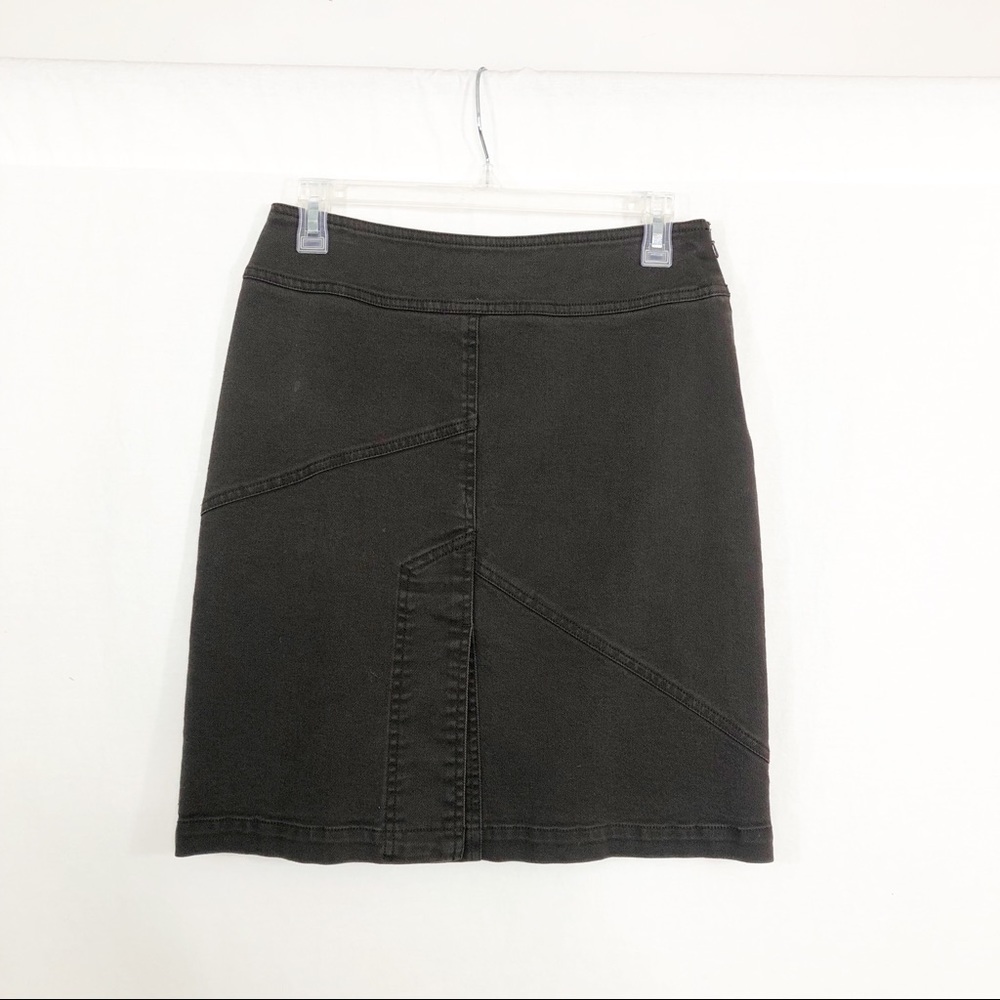 Worth Anthropologie Denim Knee Length Skirt, Size 2, Brown Black